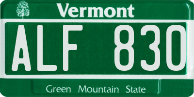 VT license plate ALF830