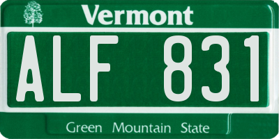VT license plate ALF831