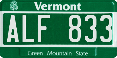 VT license plate ALF833