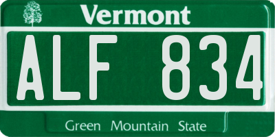 VT license plate ALF834