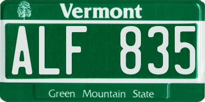 VT license plate ALF835