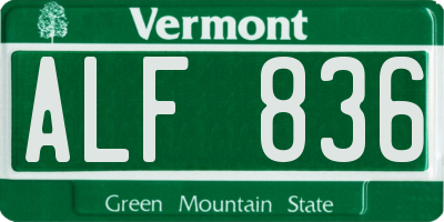 VT license plate ALF836