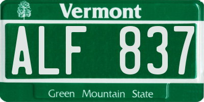 VT license plate ALF837