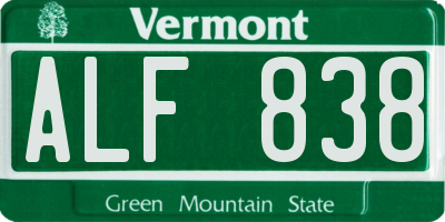 VT license plate ALF838