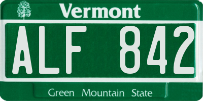 VT license plate ALF842