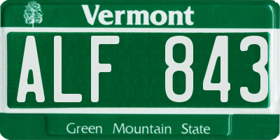 VT license plate ALF843