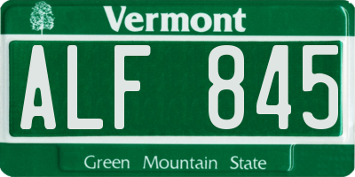VT license plate ALF845
