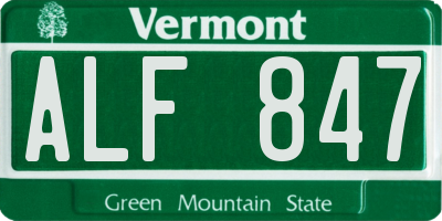 VT license plate ALF847