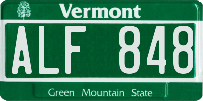 VT license plate ALF848