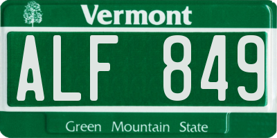 VT license plate ALF849