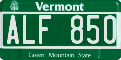 VT license plate ALF850