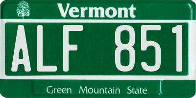 VT license plate ALF851