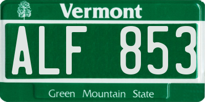 VT license plate ALF853