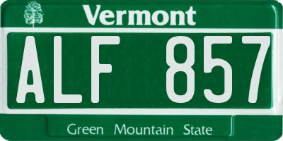 VT license plate ALF857