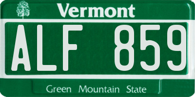 VT license plate ALF859