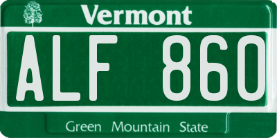 VT license plate ALF860