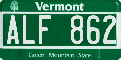 VT license plate ALF862