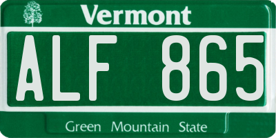 VT license plate ALF865