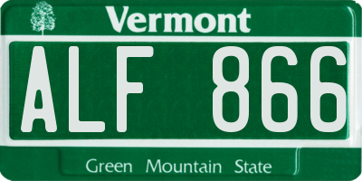 VT license plate ALF866