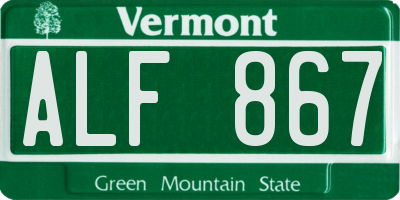 VT license plate ALF867