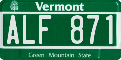 VT license plate ALF871