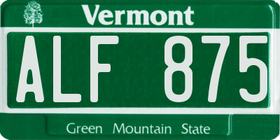 VT license plate ALF875