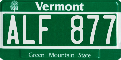 VT license plate ALF877