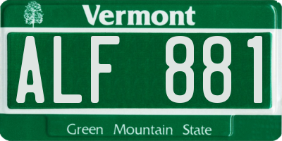 VT license plate ALF881
