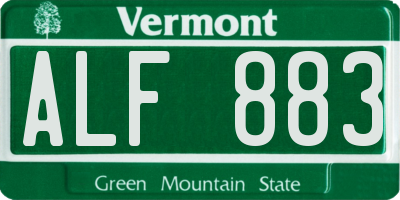 VT license plate ALF883