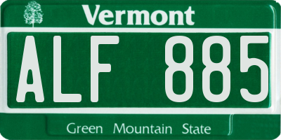 VT license plate ALF885