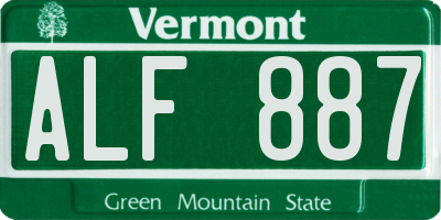 VT license plate ALF887