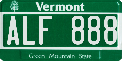 VT license plate ALF888