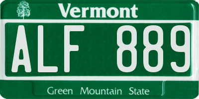 VT license plate ALF889