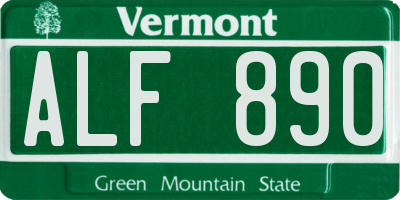 VT license plate ALF890