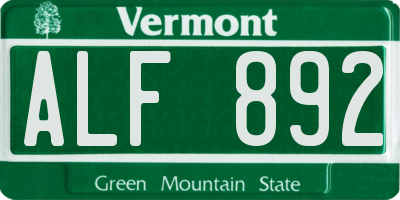 VT license plate ALF892