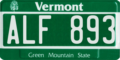 VT license plate ALF893
