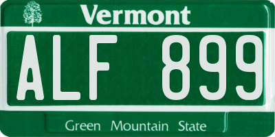 VT license plate ALF899