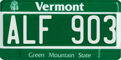VT license plate ALF903