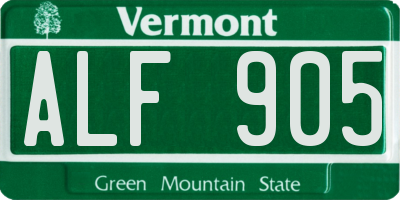 VT license plate ALF905