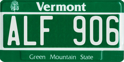 VT license plate ALF906