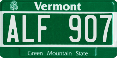 VT license plate ALF907
