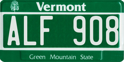 VT license plate ALF908