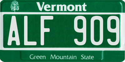 VT license plate ALF909
