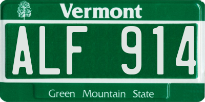VT license plate ALF914