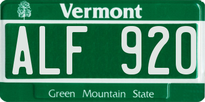VT license plate ALF920