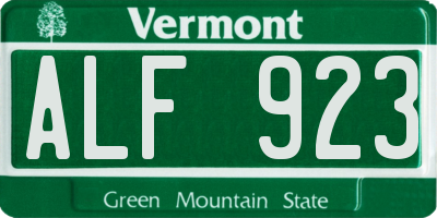 VT license plate ALF923