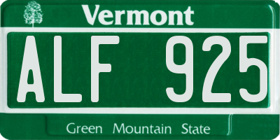 VT license plate ALF925