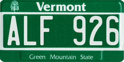 VT license plate ALF926
