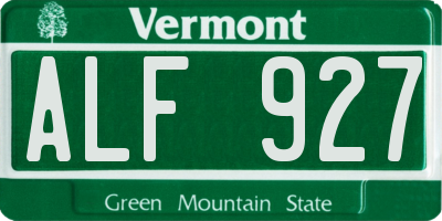 VT license plate ALF927