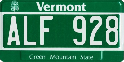 VT license plate ALF928
